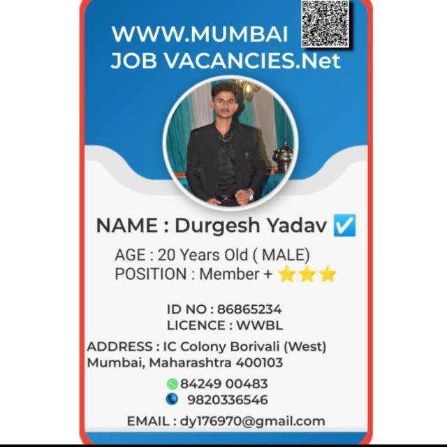 Mumbai Job Vacancy 👍 WhatsApp Group
